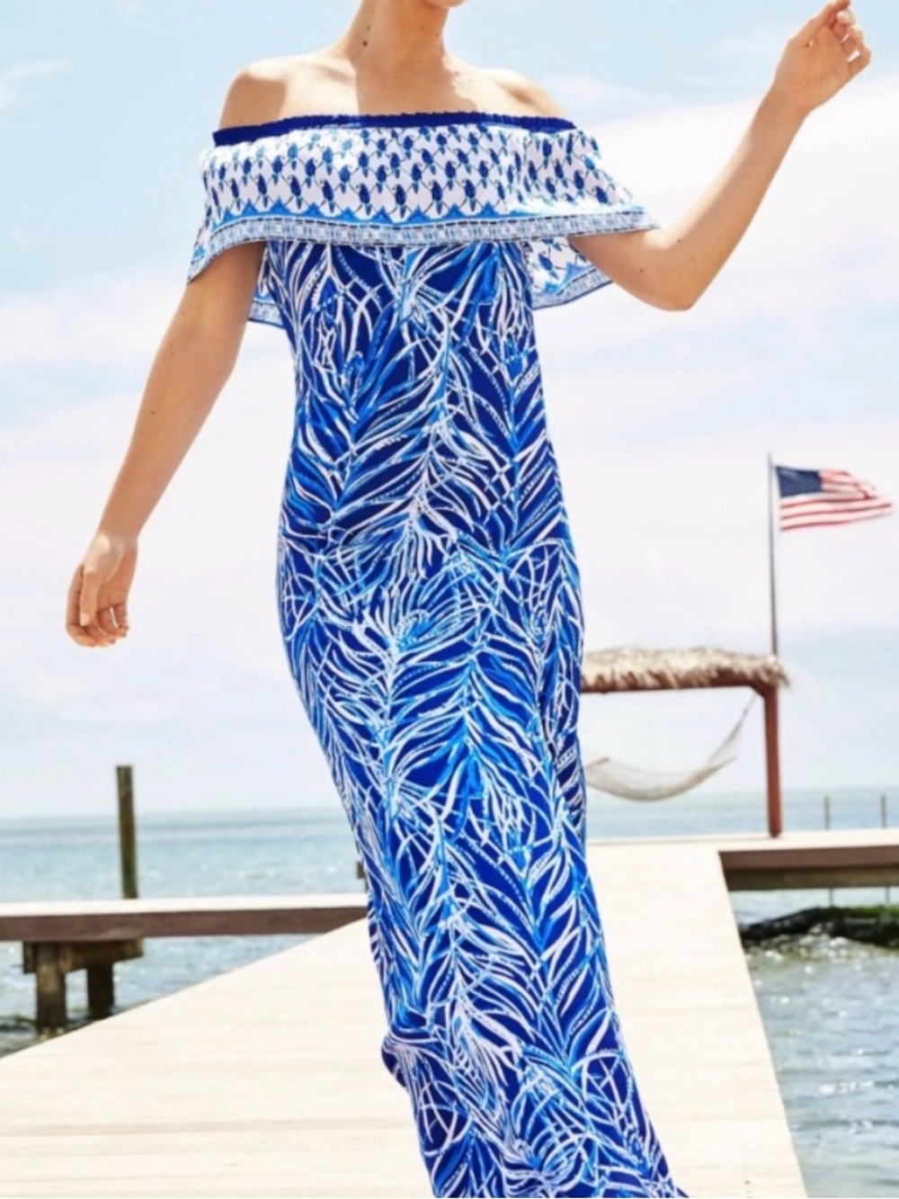 Lilly Pulitzer Alicia Maxi Dress Blue Twilight XXS Vguc
